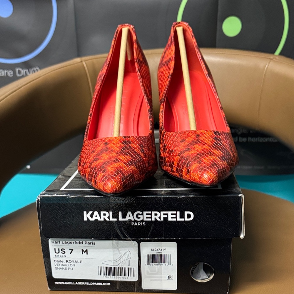 Karl Lagerfeld Red Snake Print Women's heels